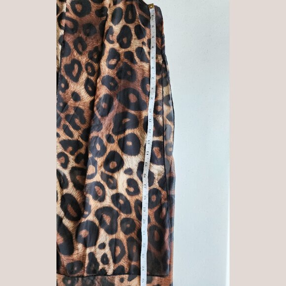 ADELE & MAY Leopard Cheetah Animal Print Top | Sheer Lined Flowy Blouse - Picture 9 of 9